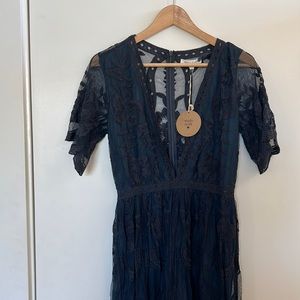 Honey Punch Blue Romper Dress